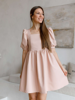 Платье коктейльное мини для беременных и кормящих мам - розовое шампанское