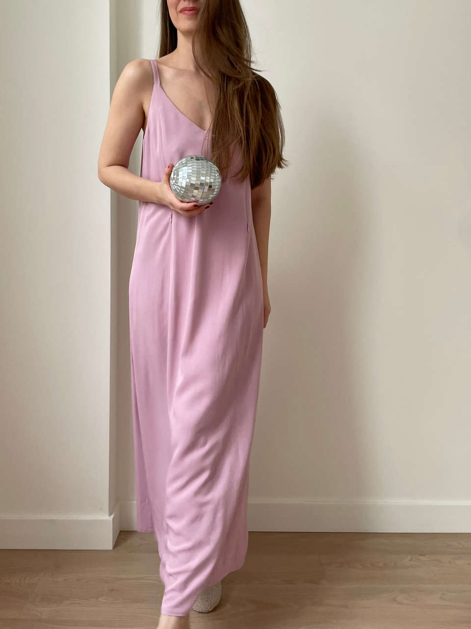 Платье-комбинация с разрезом для беременных и кормящих мам - розовый - 2