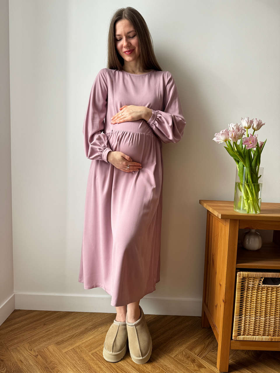Платье Катарина для беременных и кормящих мам - пудровый - 7