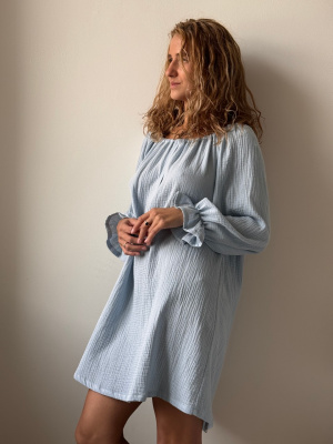 Ночная сорочка с рукавом Джейн для беременных и кормящих мам - голубой